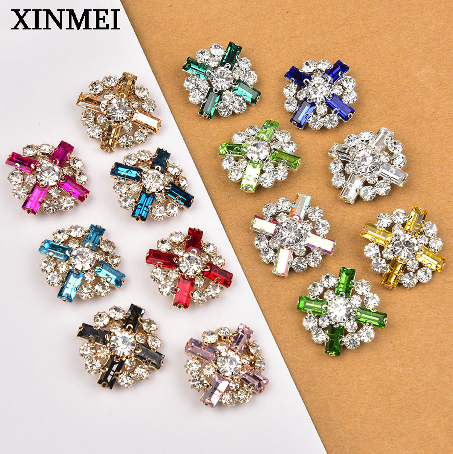 Button Hole Cutter - 5Pcs 28mm Flower Rhinestone Shank Buttons