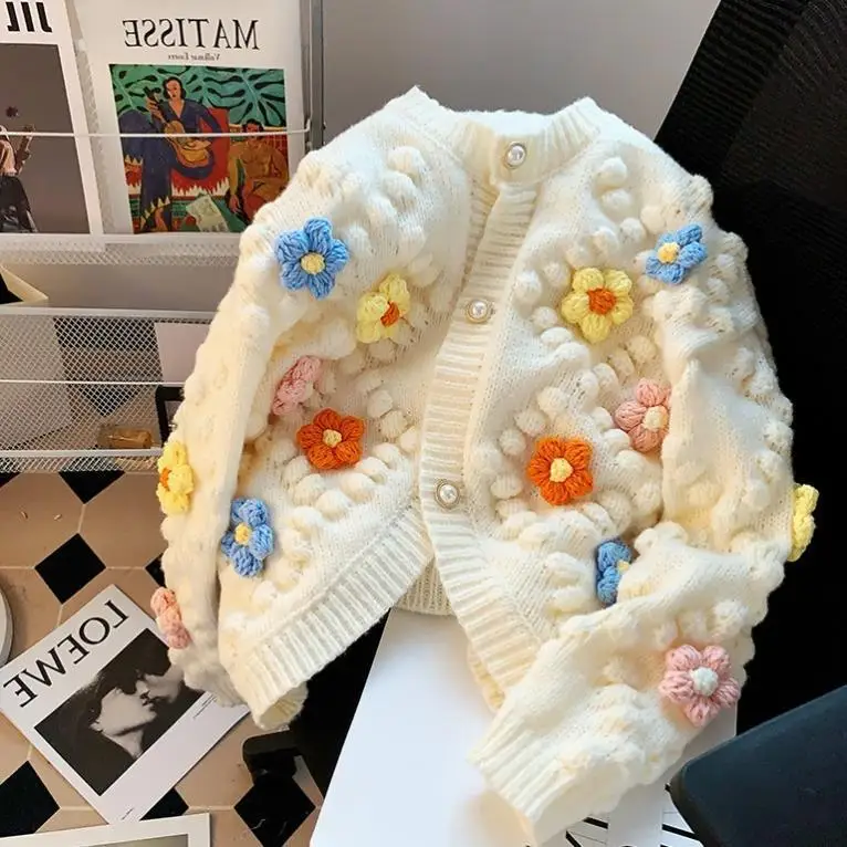 Sewing V - Kawaii Sweater 3D Flower Embroidery Knitted