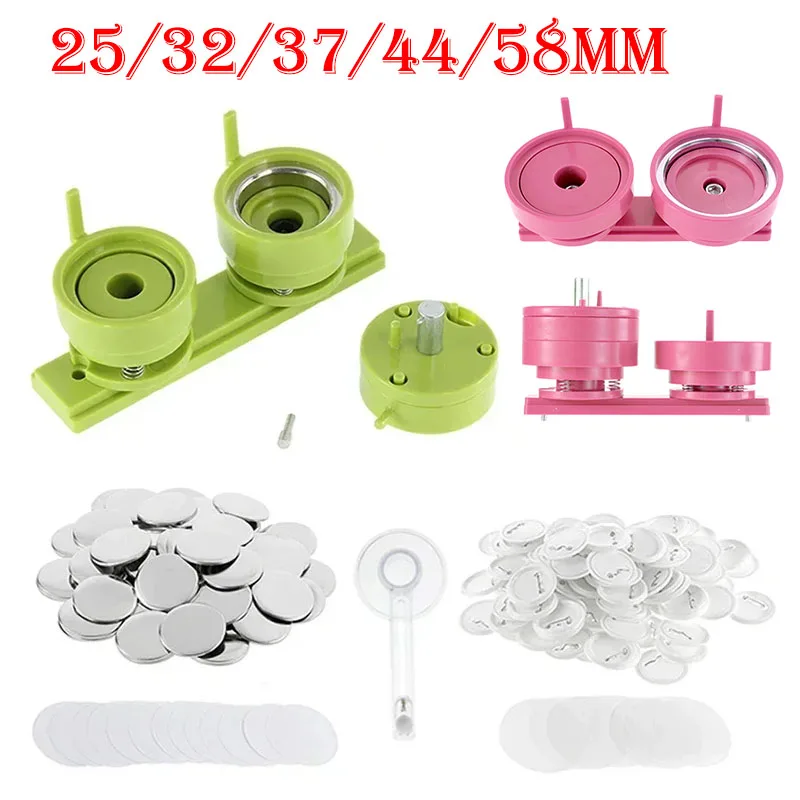 Button Hole Cutter - 100Sets 25/32/37/44/58mm Badge Pin Button Maker