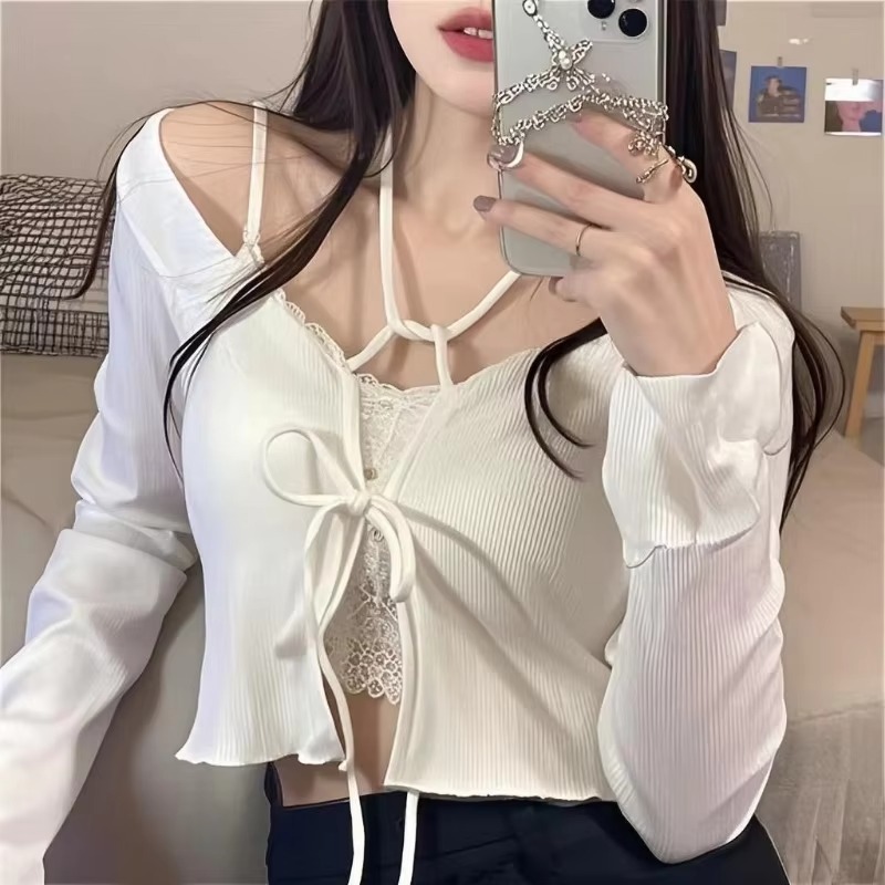 Sewing V - White Knitted Cardigan Women Summer Thin