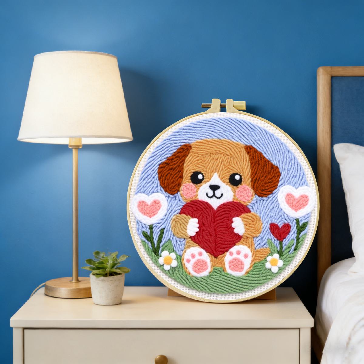 20X20CM/7.87inch Dog Punch Nee - Is Sewing Textile Art 评论和价格