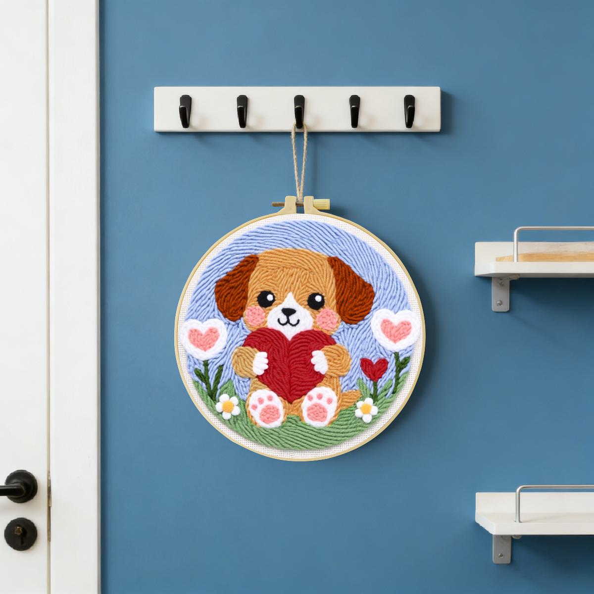 20X20CM/7.87inch Dog Punch Nee - Is Sewing Textile Art 评论和价格
