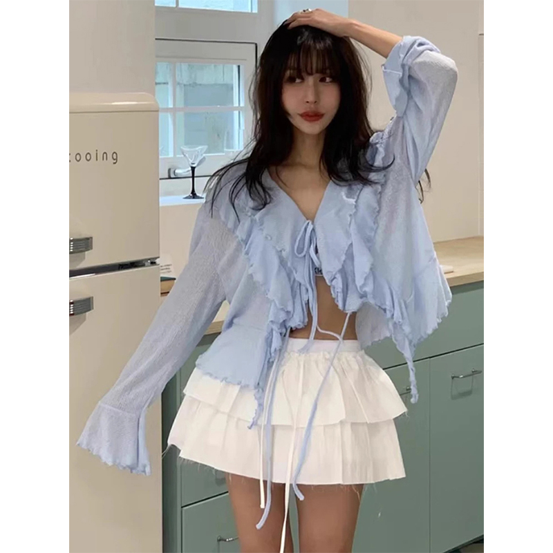 MEXZT Cropped White Shirts Wom - Sewing V 评论和价格