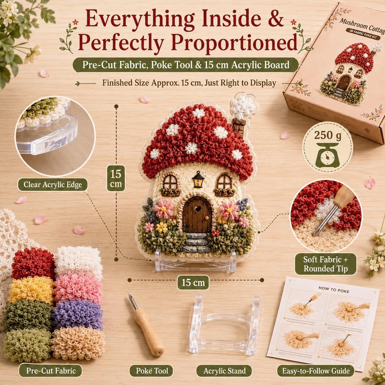 DIY 3D Fabric Poke Art Kit Whi - Is Sewing Textile Art 评论和价格