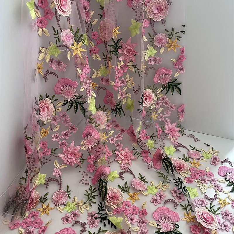 90x130cm 3D Floral Embroidered - Textile And Sewing Supply 评论和价格