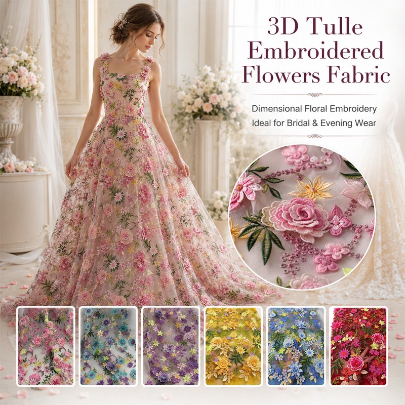 90x130cm 3D Floral Embroidered - Textile And Sewing Supply 评论和价格