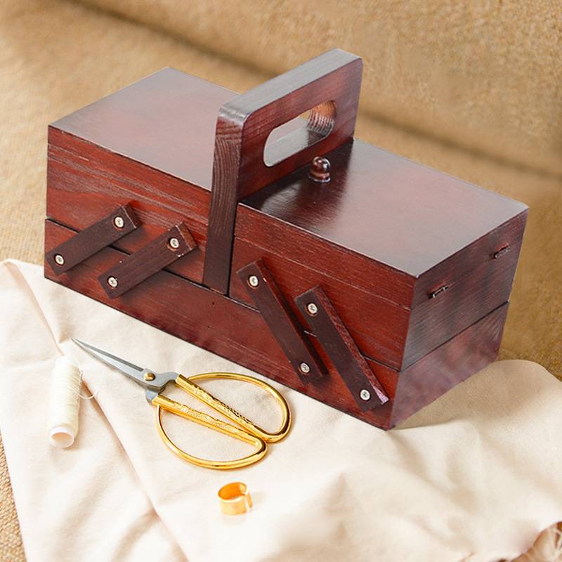 Portable Foldable Wooden Sewin - Bobbin Organizer Box 评论和价格