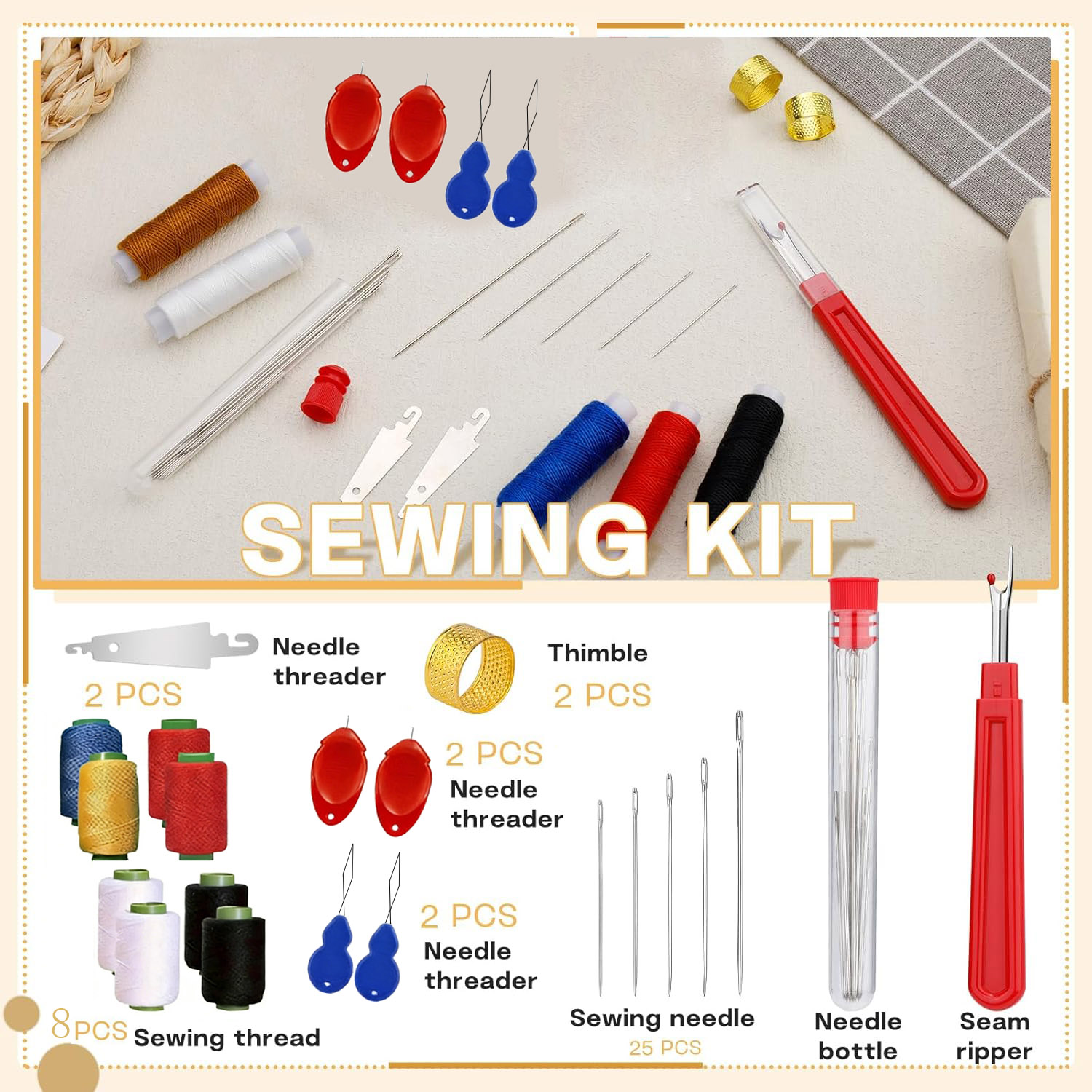 43pcs Big Eye Sewing Needle Ki - Sewing Repair 评论和价格